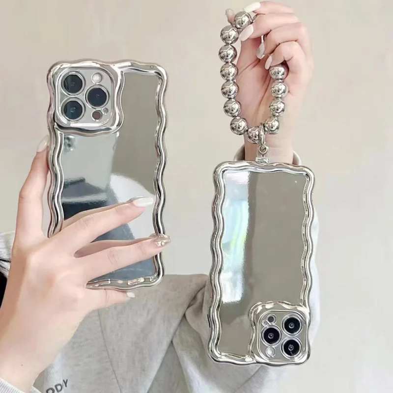 Glossy Silver Wavy Mirrors Phone Cases