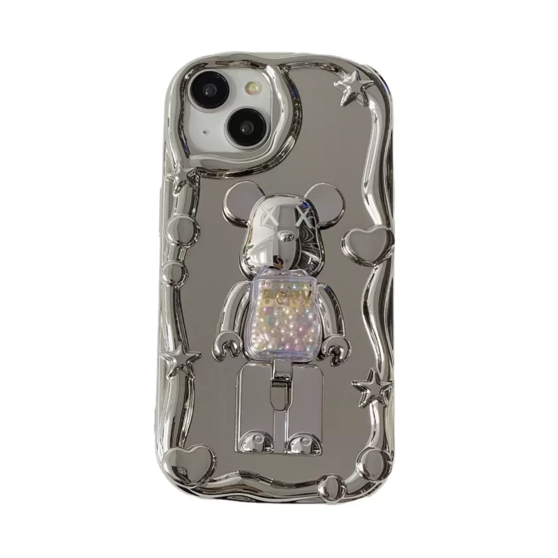 Silver Be@rbrick Bracket Mirrors Phone Cases